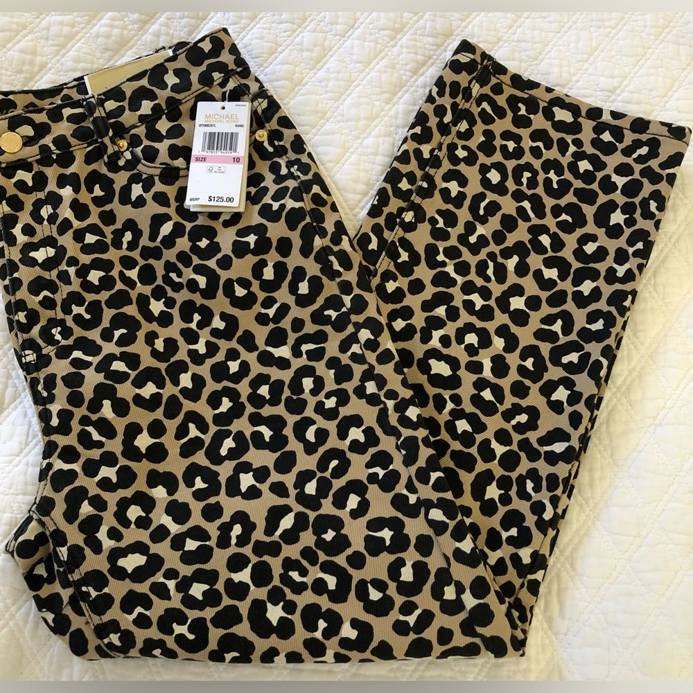 Michael Kors Animal Print Selma Straight Ankle Jeans